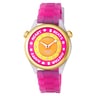 Steel TOUS Tender Time Watch with pink silicone strap and yellow dial