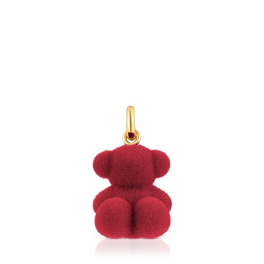 Dije oso velvet en color burdeos con baño de oro 18 kt sobre plata Bold Bear