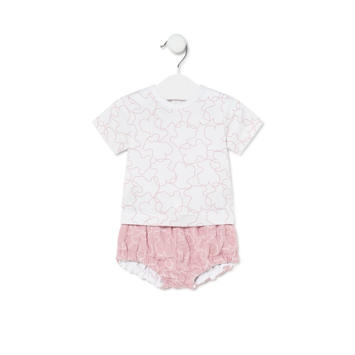 Conjunto de beb Line Bear rosa