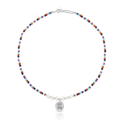 Collar camafeo de plata con perlas y gemas Oceaan Color 