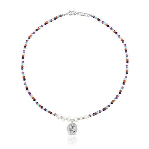 Collana con cammeo in argento con perle e gemme Ocean Color