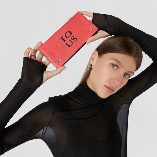 Flat coral-colored leather TOUS Balloon Wallet