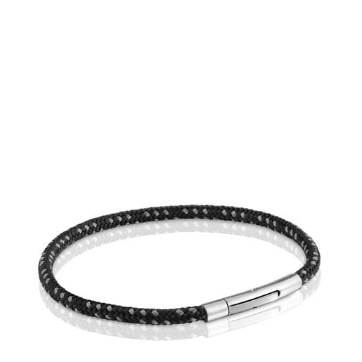 Pulsera con cordón negro y acero TOUS Basics