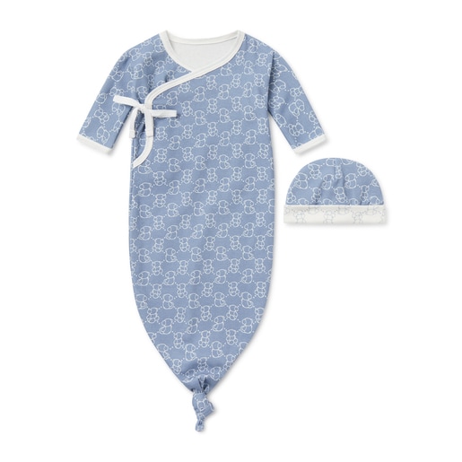 Set de pijama y gorrito de bebé Icon azul