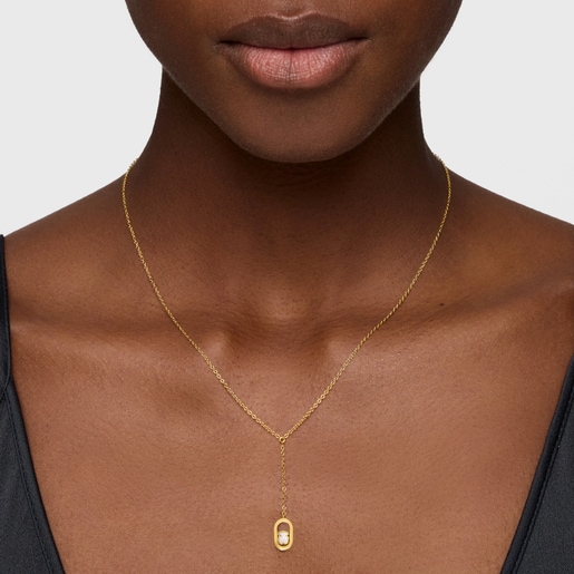 Collar baño de oro 18 kt sobre plata y nácar Camille