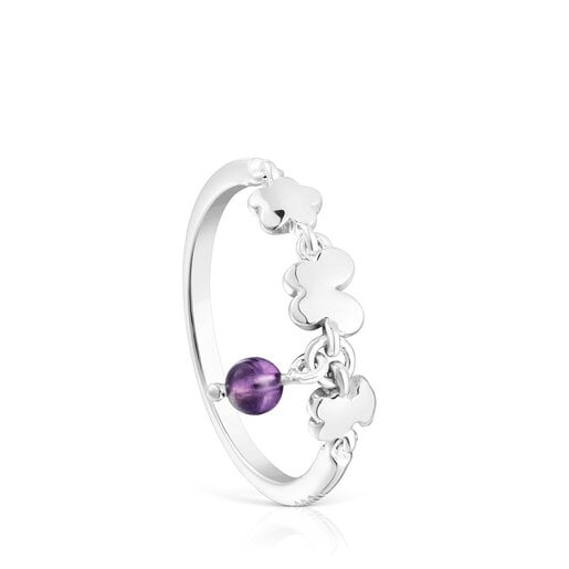 Bague en argent et améthyste Bold Motif
