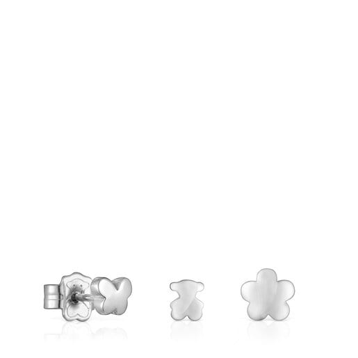 Set of three silver Bold Motif motif Earrings