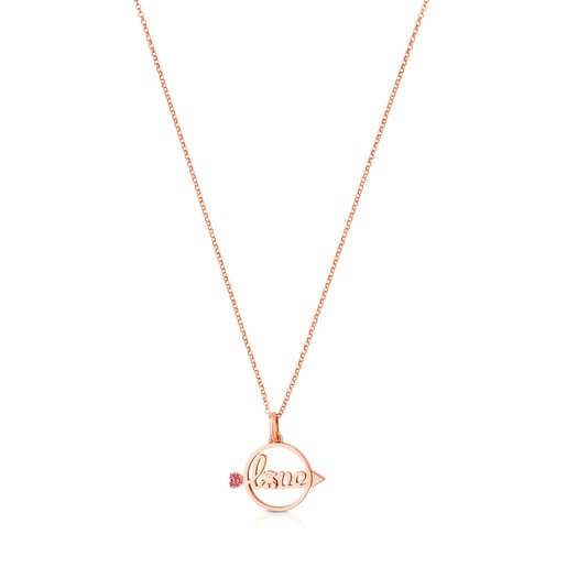 Collier TOUS San Valentín en Argent Vermeil rose avec Rubis.