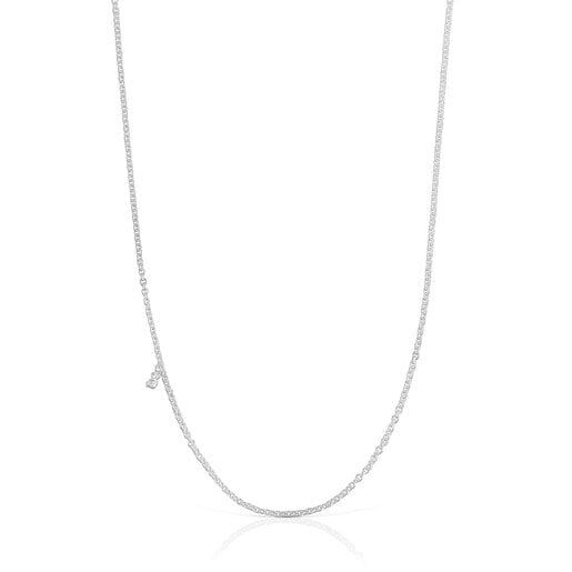 Long silver Necklace with round rings Bold Bear