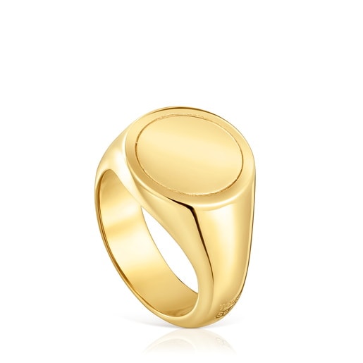 14mm 18kt gold plating over silver Signet ring TOUS Basics