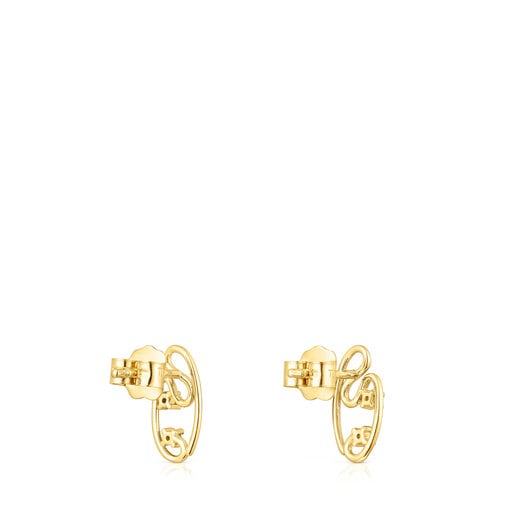 Gold Tsuri earrings with gemstones