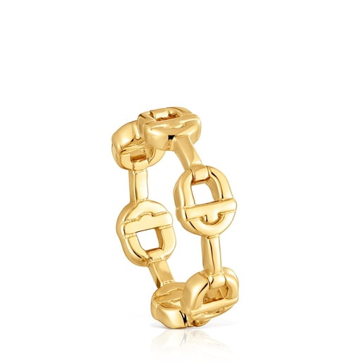 Anel logo banhado a ouro de 18 K sobre prata TOUS MANIFESTO