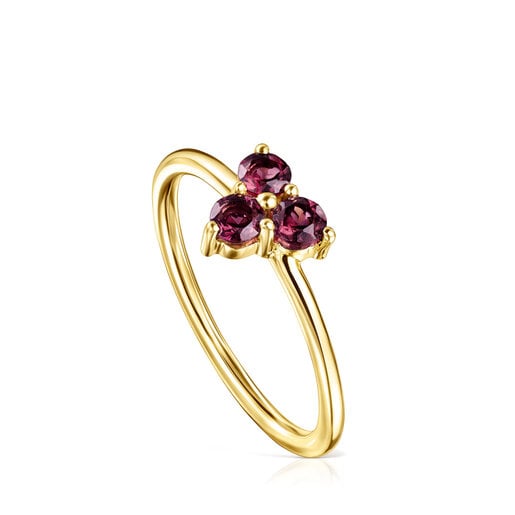 Gold Luz Ring with faceted Rhodolites