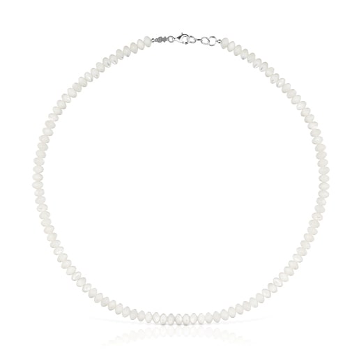 Kurze Halskette Basic Colors aus Silber mit Perlmutt