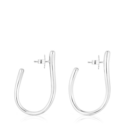 Silver wave-shaped Hoop earrings New Hav