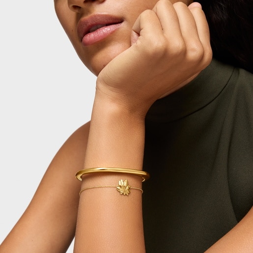 18kt gold plating over silver chain Bracelet with motif Yagrumo
