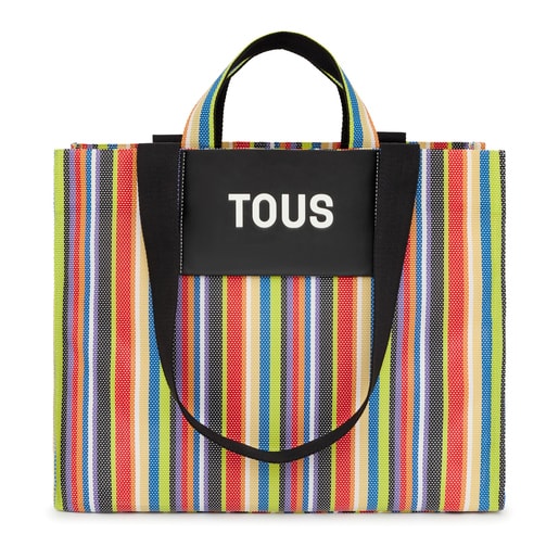 Large black TOUS Stripes Shopping bag