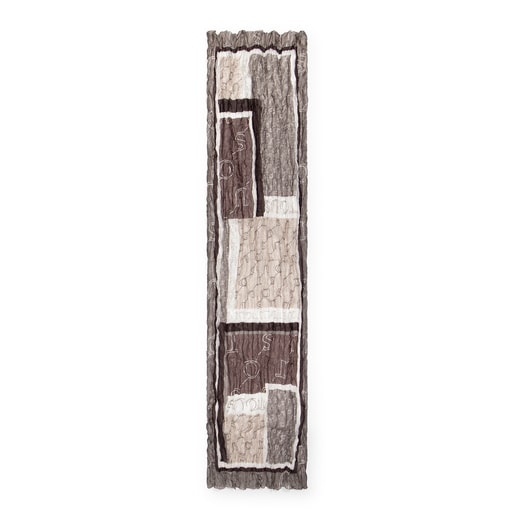 Плиссированный шарф Script из коричневого шелка