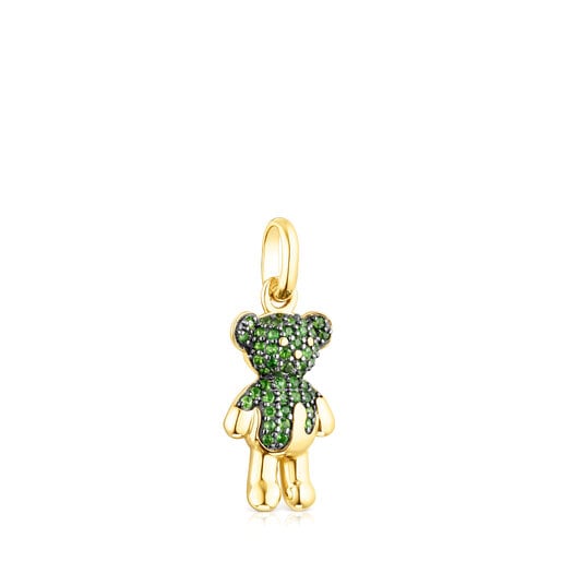 Pendentif TOUS Teddy Bear Splash en argent vermeil et diopside