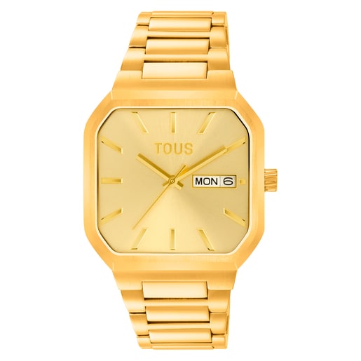 Analog Watch with gold-colored IPG steel bracelet Lit