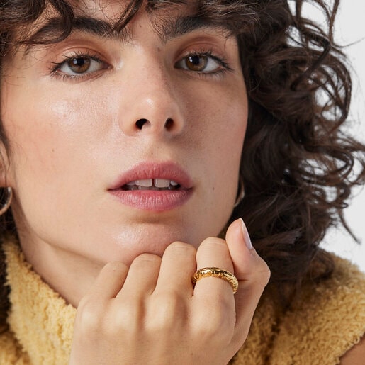 リング  Straight  くま  6mm　イエローゴールドコーティング　　