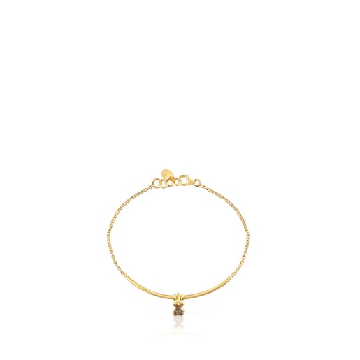 Bracciale orsetto con placcatura in oro 18 kt su argento e quarzo Luah