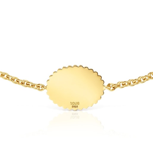 Pulsera cadena con baño de oro 18 kt sobre plata placa TOUS Mama