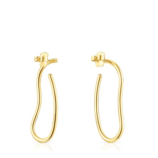 Aretes largos con baño de oro 18 kt sobre plata Hav