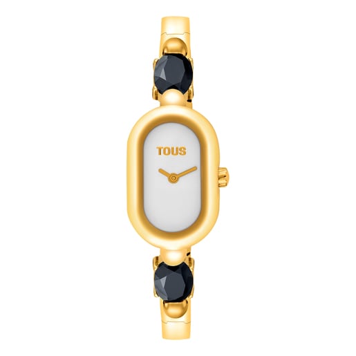 Analog Watch with gold-colored IPG steel bracelet and onyx TOUS Color