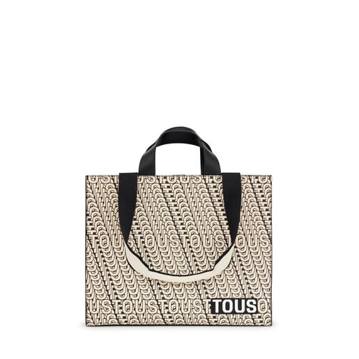 Large beige and black Amaya Shopping bag TOUS Vera