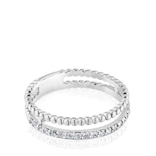 Středně velký dvojitý Prsten z bílého zlata s diamanty Les Classiques
