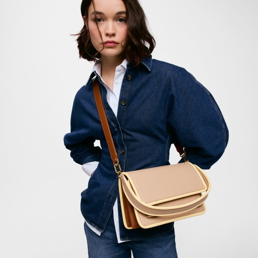 Medium sand-colored Crossbody bag TOUS Audree Pipings
