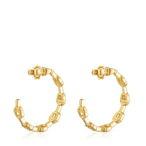 Aretes de aro logo con baño de oro 18 kt sobre plata 30 mm TOUS MANIFESTO