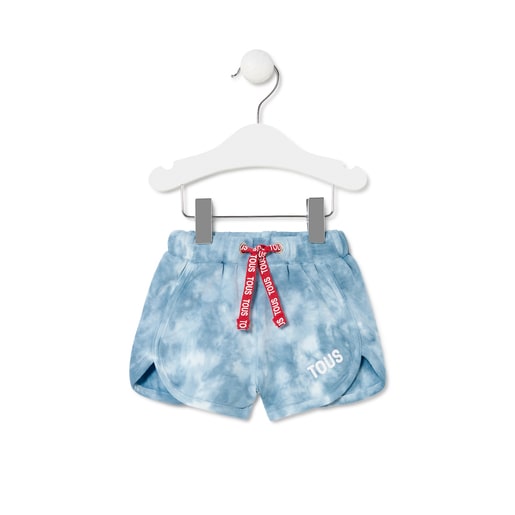 Girl's tie-dye cotton shorts in Casual blue