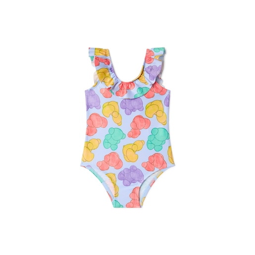 Girls one-piece swimsuit in Aqua sky blue