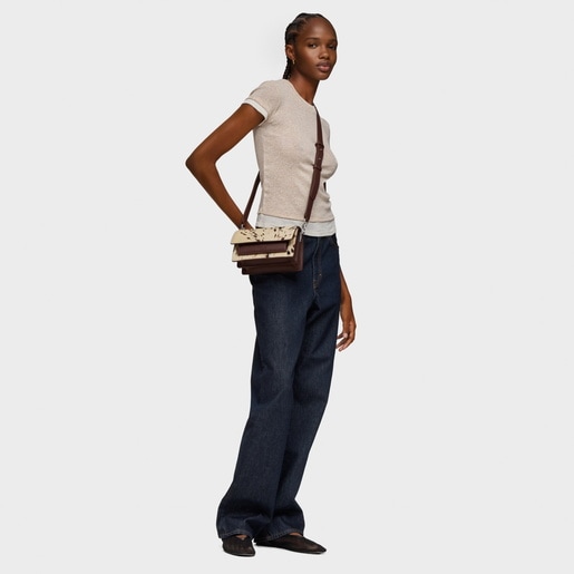 Bandolera de piel pequeña marrón Audree Wild