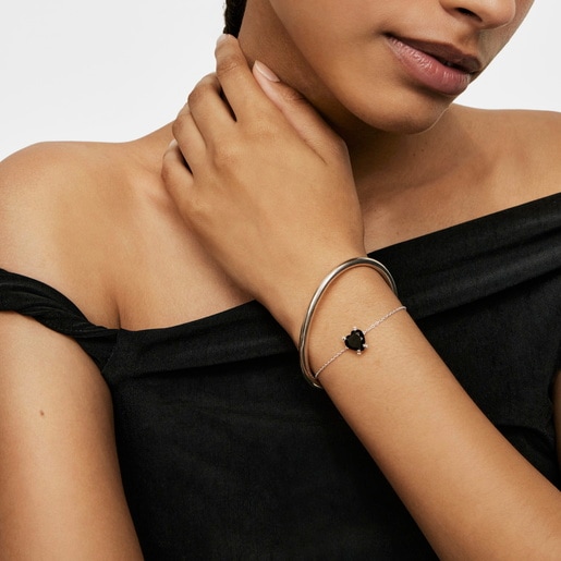 Pulsera corazón de plata y ónix Color Pills