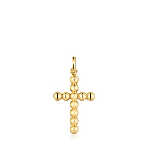 Μεσαίου μεγέθους μενταγιόν Basics σε σχήμα σταυρού από χρυσό