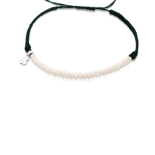 Color - Bransoletka Tous z zielonego sznurka z perłami