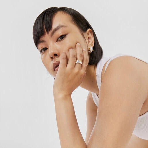 טבעת משולשת Beach מוורמיל כסף וכסף