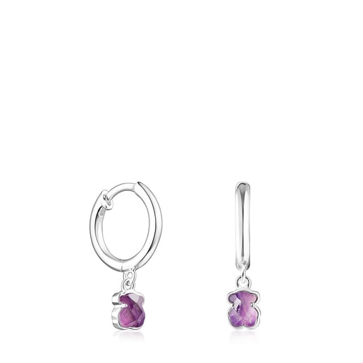 Cool Color earrings in silver and amethyst | TOUS