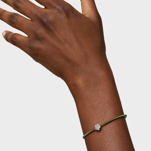 Charm TOUS Mesh Tube de plata motivo flor 7 mm