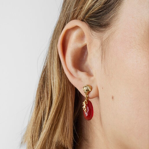 Серьги TOUS Oceaan Color из вермеля с сердоликом и халцедоном