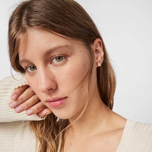 Rose Vermeil Silver TOUS Join Earrings with hidrotermal quartz