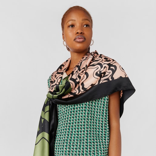 Foulard TOUS Kaos Mini Patchwork en polyester noir