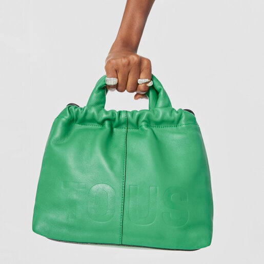 Saca mediana verde de piel TOUS Cloud