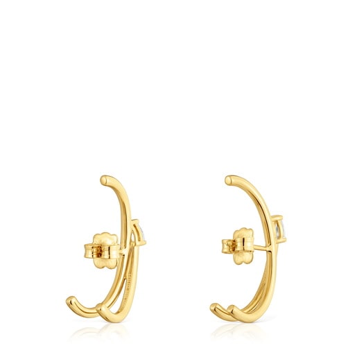 Aretes de aro con baño de oro 18 kt sobre plata y diamantes creados en laboratorio Lio LGD