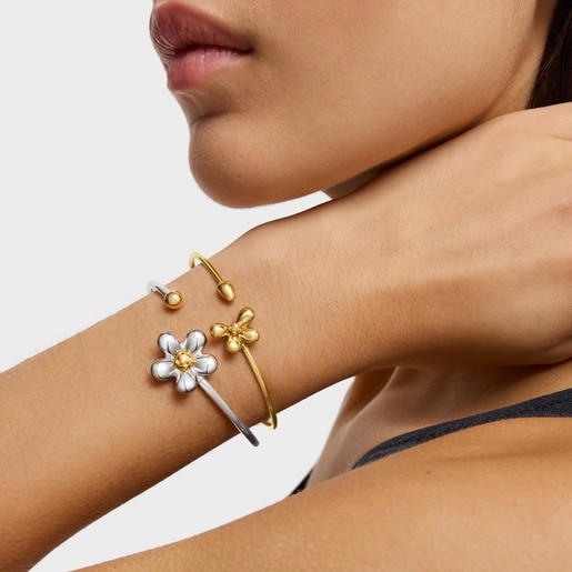 Bangle with 18kt gold plating over silver Daisy