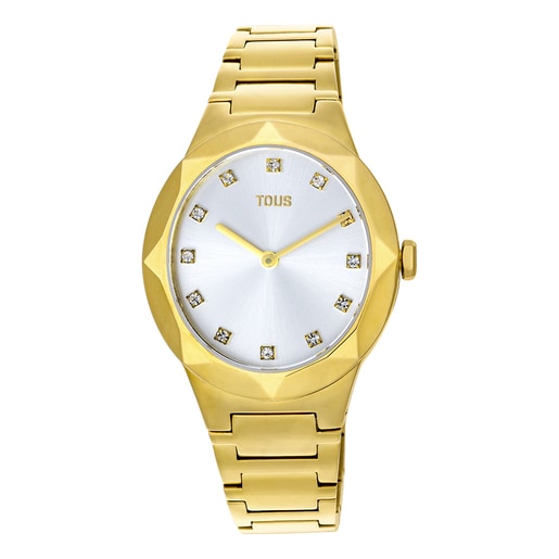 Analogue watch with gold-colored IPG steel wristband Karat Oval