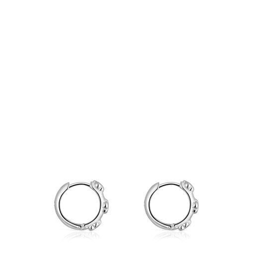 Silver Bold Motif flower motif Hoop earrings